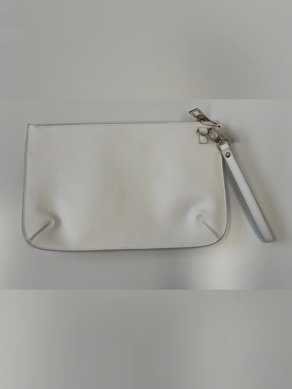 White House Black Market White Floral Print Studded Wristlet